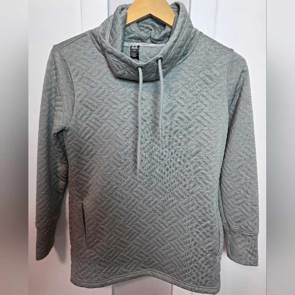RBX Active Quilted Cowl Neck Pullover Sweatshirt Heather Gray - Small